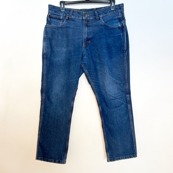 Origin men’s blue jeans relaxed fit boot cut dark medium wash - Picture 2 of 9